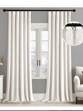 MIULEE Ivory Velvet Curtains, 96" long